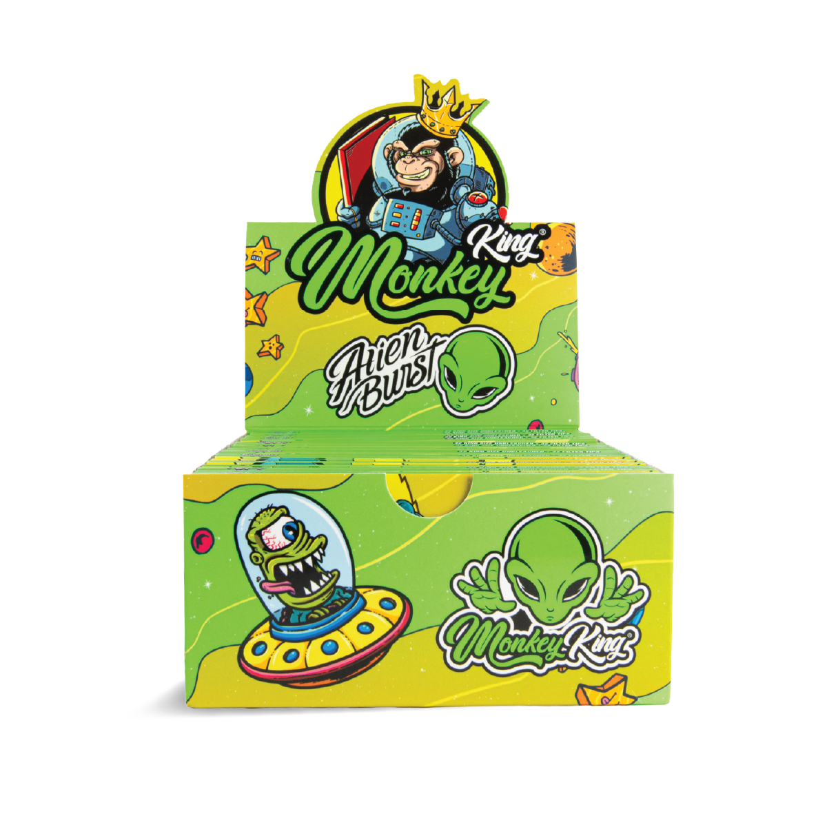 Monkey King Rolling Papers & Tips: Alien Burst – King Size Niebielone - obrazek 2