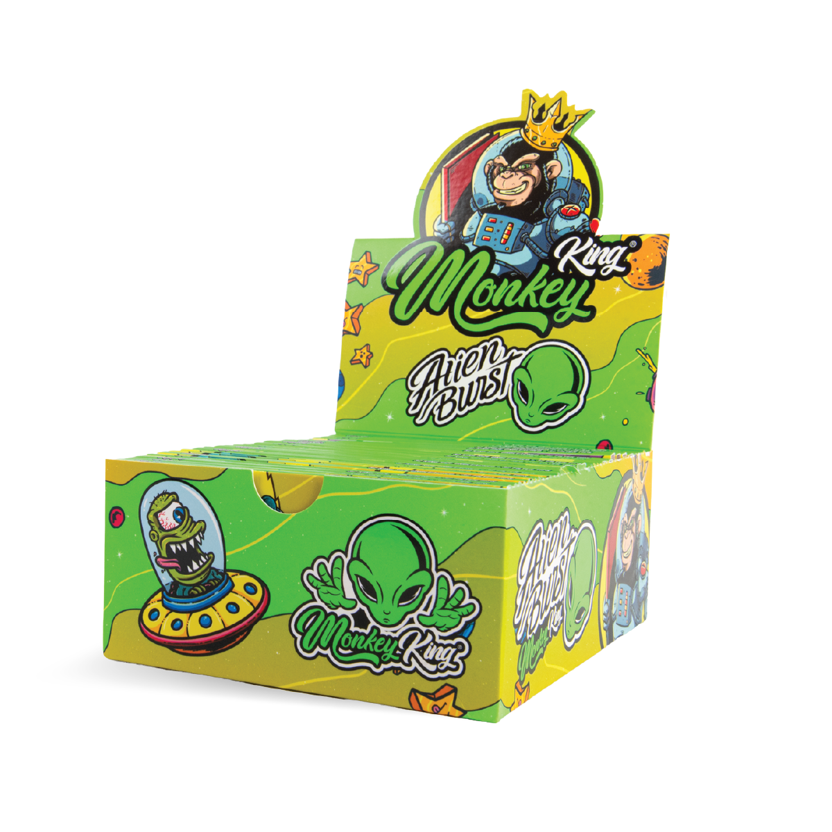Monkey King Rolling Papers & Tips: Alien Burst – King Size Niebielone - obrazek 3