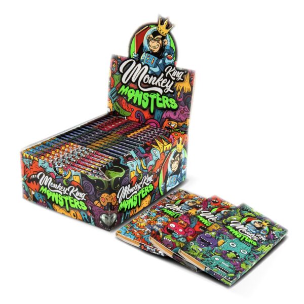 Monkey King Papers, Tips & Tray: Edycja Magnetic Monsters – King Size Niebielone (24 szt.)