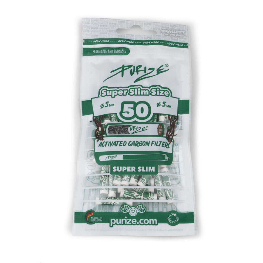PURIZE® Filtry Super Slim z węglem aktywnym 5mm (50 szt.)