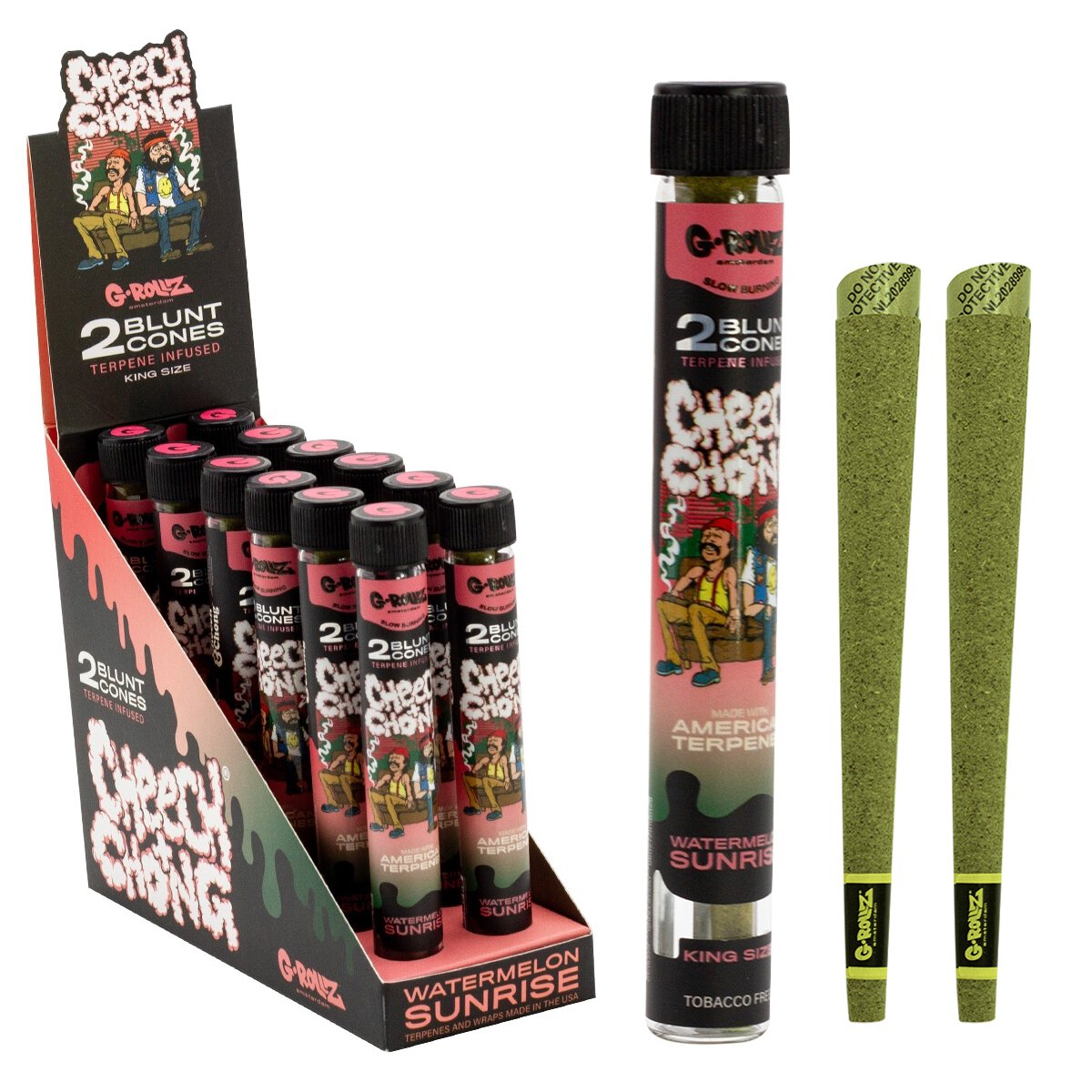 G-Rollz ‘Cheech & Chong’ Blunty konopne wzbogacone terpenami 2 szt. – Watermelon Sunrise - obrazek 2