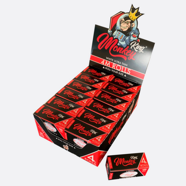 Monkey King King Size Ultra Cienkie rolki 4 m – Białe (opakowanie 24 szt.)
