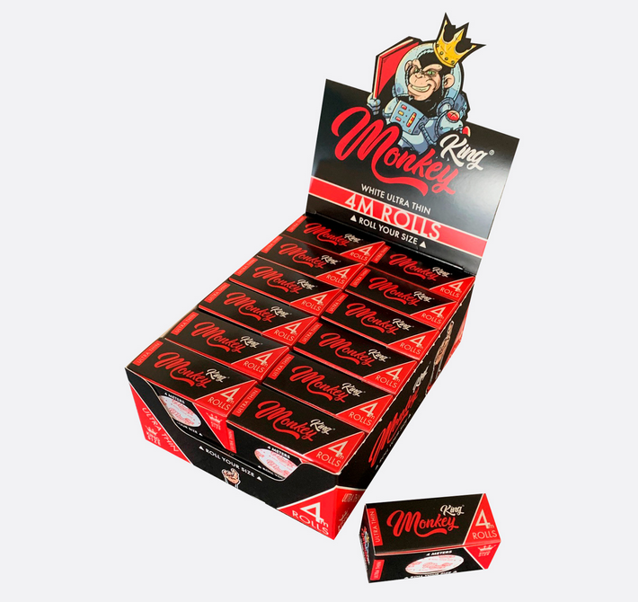 Monkey King King Size Ultra Cienkie rolki 4 m – Białe (opakowanie 24 szt.)